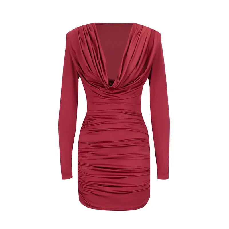 Red Long Sleeve Mini Dress