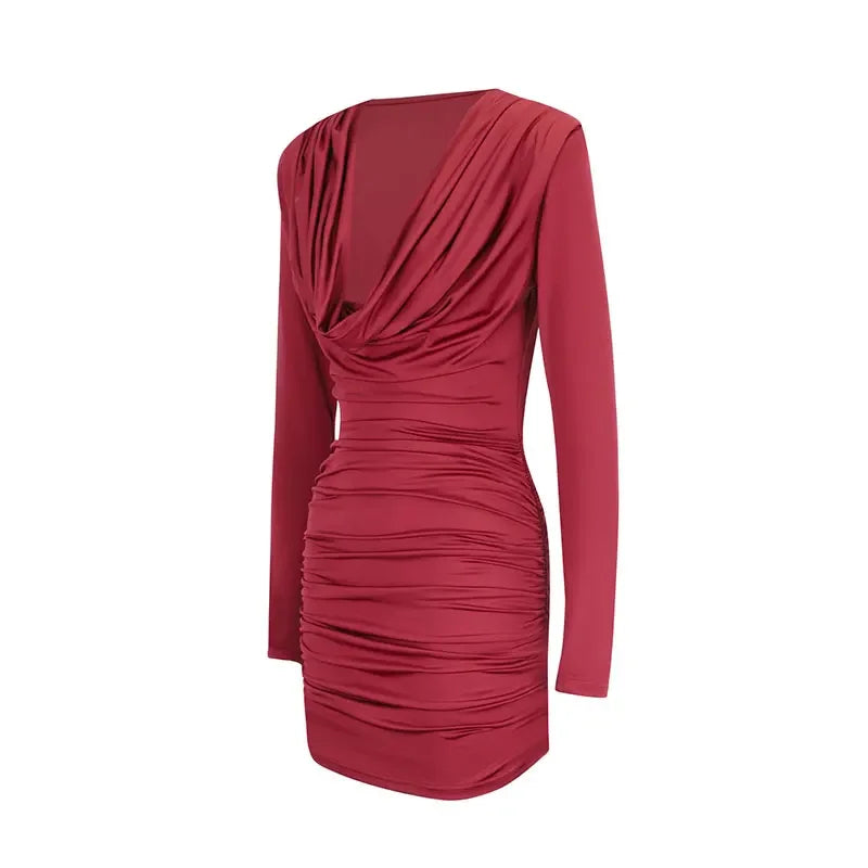 Red Long Sleeve Mini Dress