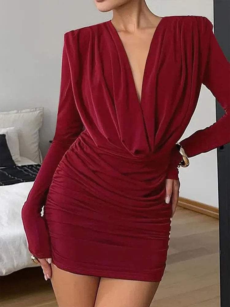 Red Long Sleeve Mini Dress
